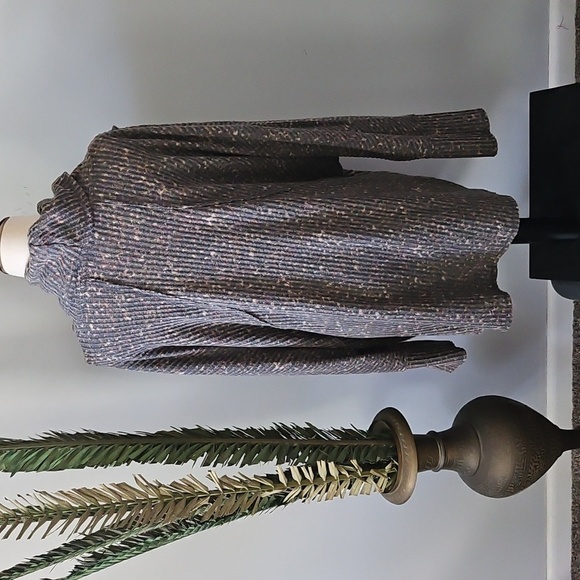 LuLaRoe Kristin Gray and Peach Cowl Neck Blouse - Picture 2 of 15